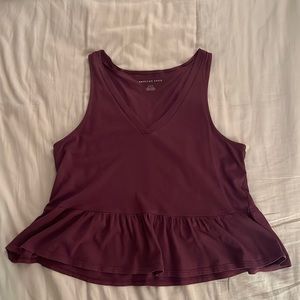 American Eagle Purple Peplum Crop Tank Top — Medium